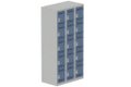 Vestiaire multicases 3 colonnes L,30cm 5 cases (fermeture cadenas) H,180xL,90xP,50cm coffre gris clair/portes bleu