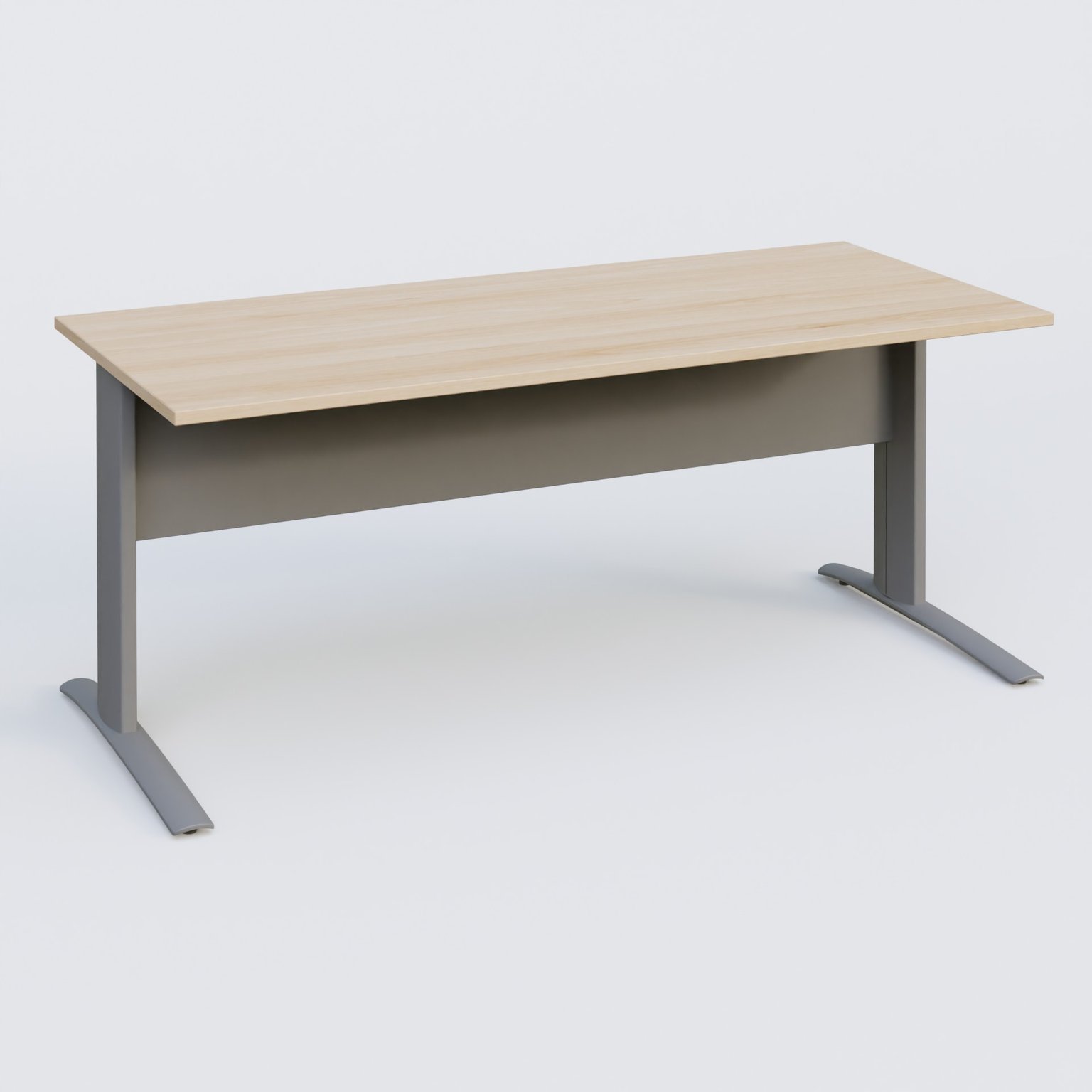 K1 Plateau droit 180x80 avec voile de fond métal. Plateau Hêtre et pietement Aluminium