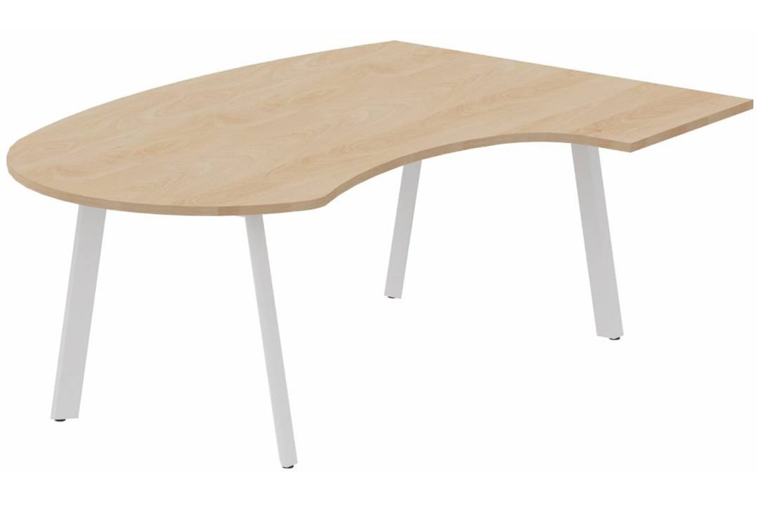 Plan compact 90° manager 190 x 141 x 104 x 60cm, plateau hêtre, structure blanc