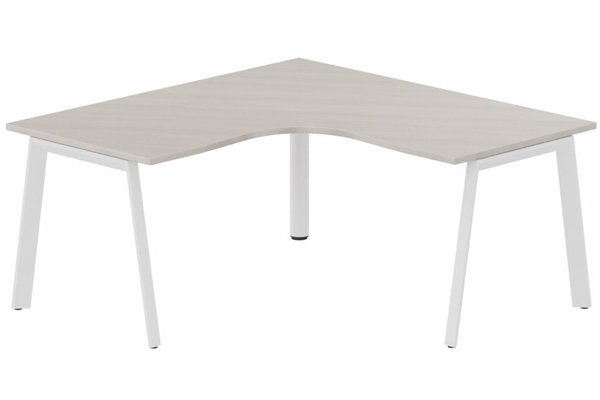 Gamme K8 - Plans compacts - Plan compact 90° symétrique 160 x 160 / 80 cm, structure pied d'angle, plateau acacia, structure blanc
