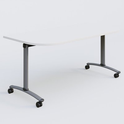TABLES ABATTANTES - New Design - Module d'extrémité pour table abattante gamme Arca 165-80 cm. Plateau Blanc et pietement Aluminium.