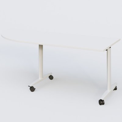 TABLES ABATTANTES - Plateaux 25 mm - Module d'angle 90° pour table abattante gamme Design 200-80 cm à gauche. Plateau Blanc et pietement Blanc.