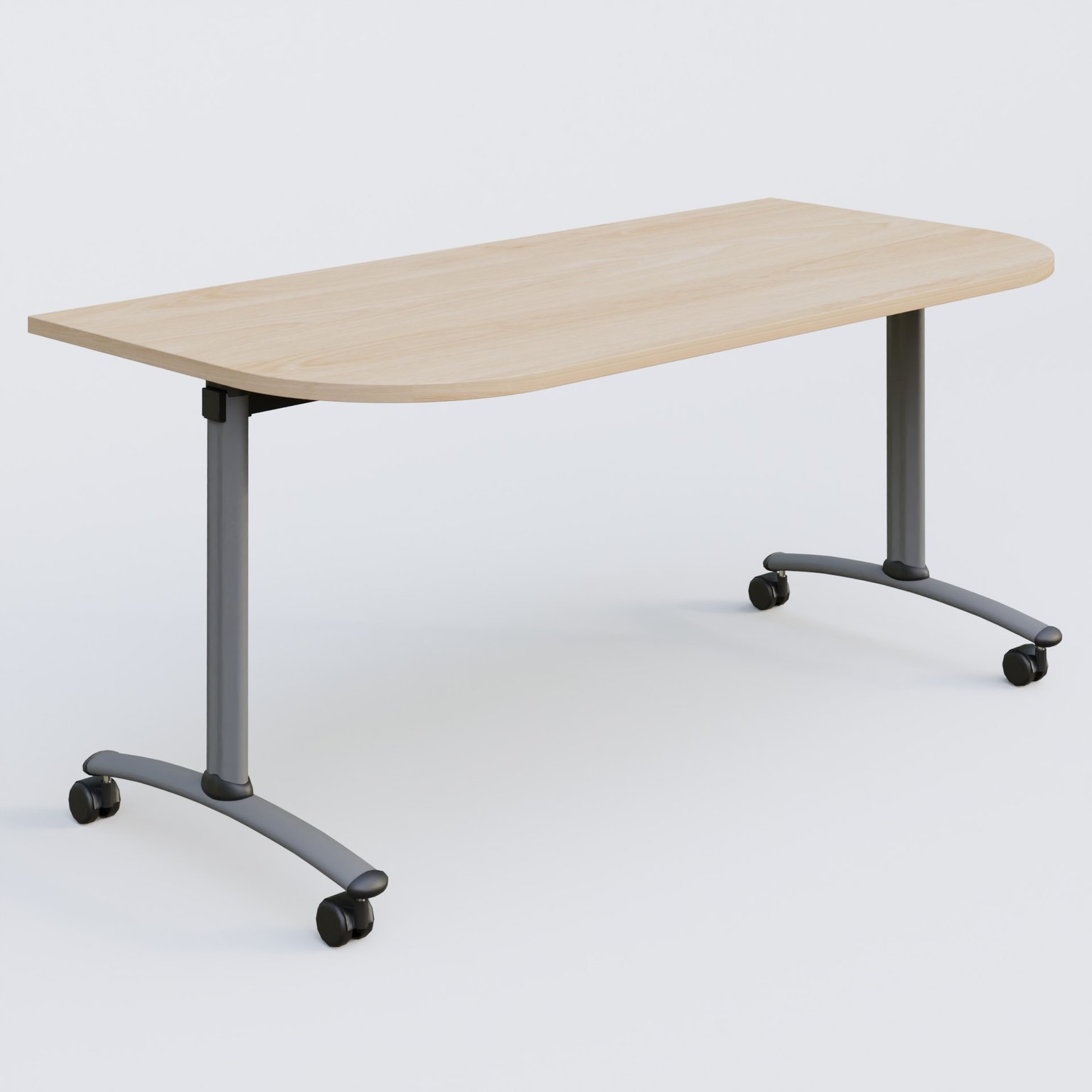 Module d'extrémité pour table abattante gamme Arca 165-80 cm. Plateau Hêtre et pietement Aluminium.