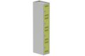 Vestiaire multicases 1 colonne L,30cm 4 cases (fermeture cadenas) H,180xL,30xP,50cm coffre gris clair/portes anis