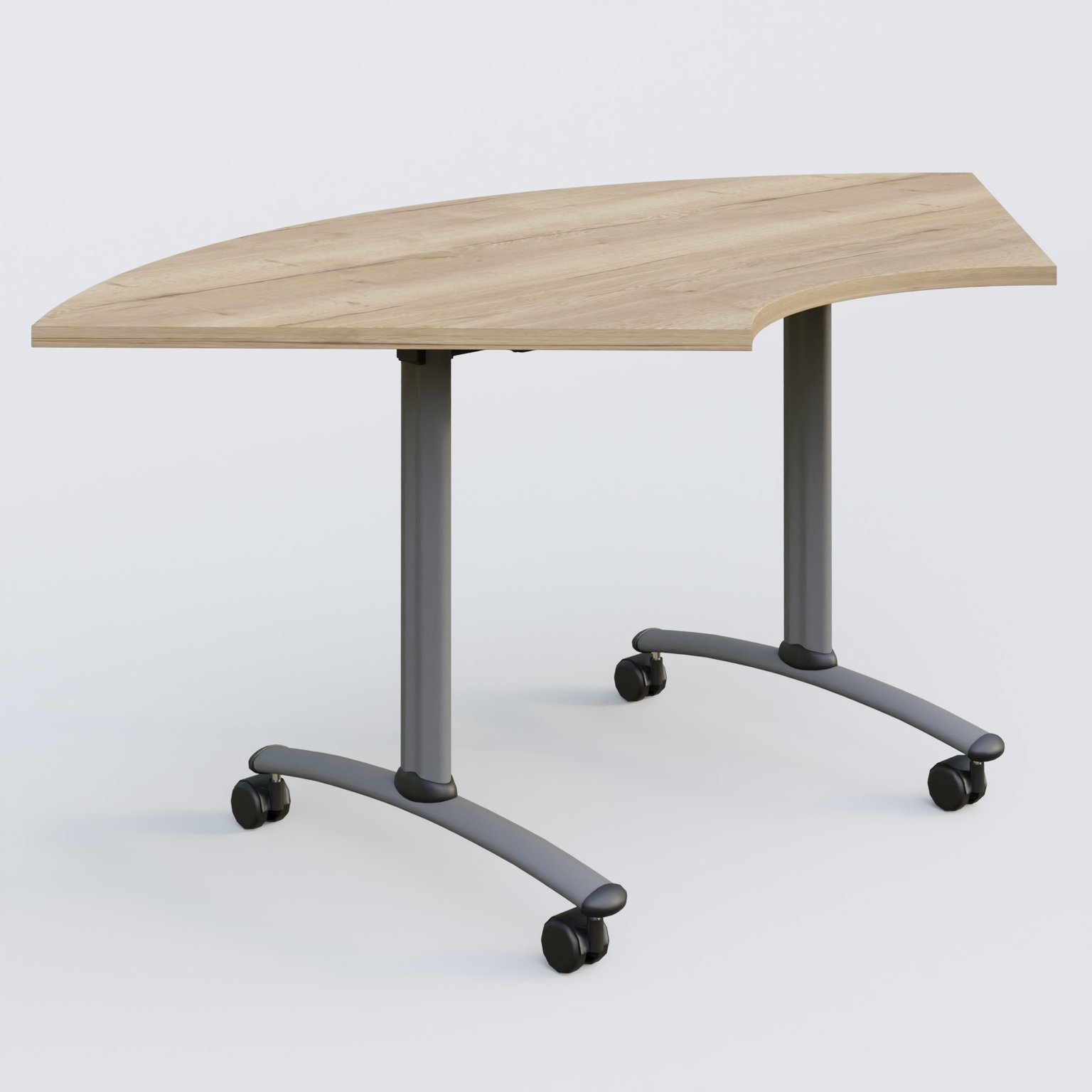 Module 1/4 de couronne pour table abattante gamme Arca 120-120 cm. Plateau Chêne naturel et pietement Aluminium.