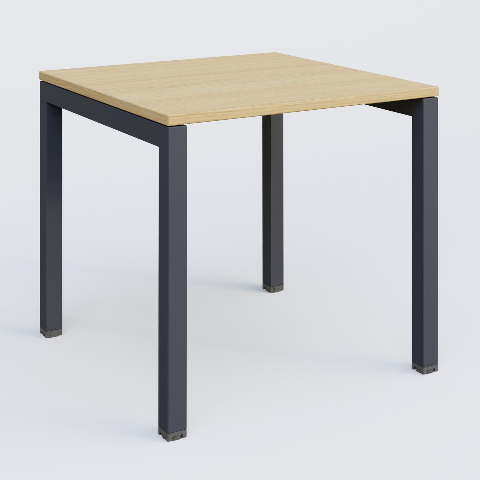 K3 Plateau droit 80x80 pieds fixe. Plateau Chêne clair et pietement Anthracite.