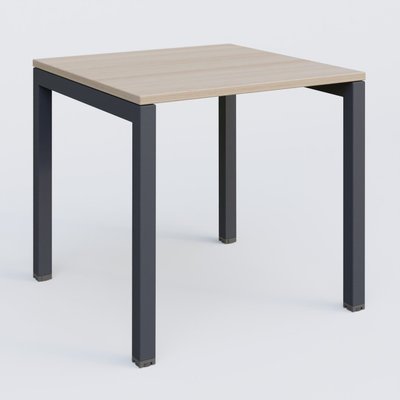 Gamme K3 - Plans droits - K3 Plateau droit 80x80 pieds fixe. Plateau Acacia et pietement Anthracite.
