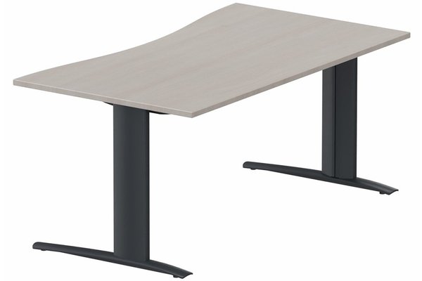 Gamme K1 - Plans vagues - Plan vague symétrique, structure poutre, 180x90x80cm, plateau acacia, structure anthracite