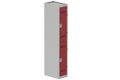 Vestiaire multicases 1 colonne L,30cm 2 cases (fermeture cadenas) H,180xL,30xP,50cm coffre gris clair/portes rouge
