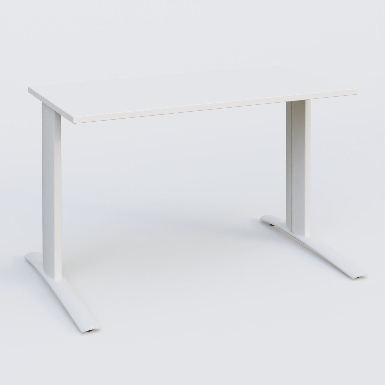 K1 Plateau droit 120x60 pieds fixe. Plateau Blanc et pietement Blanc