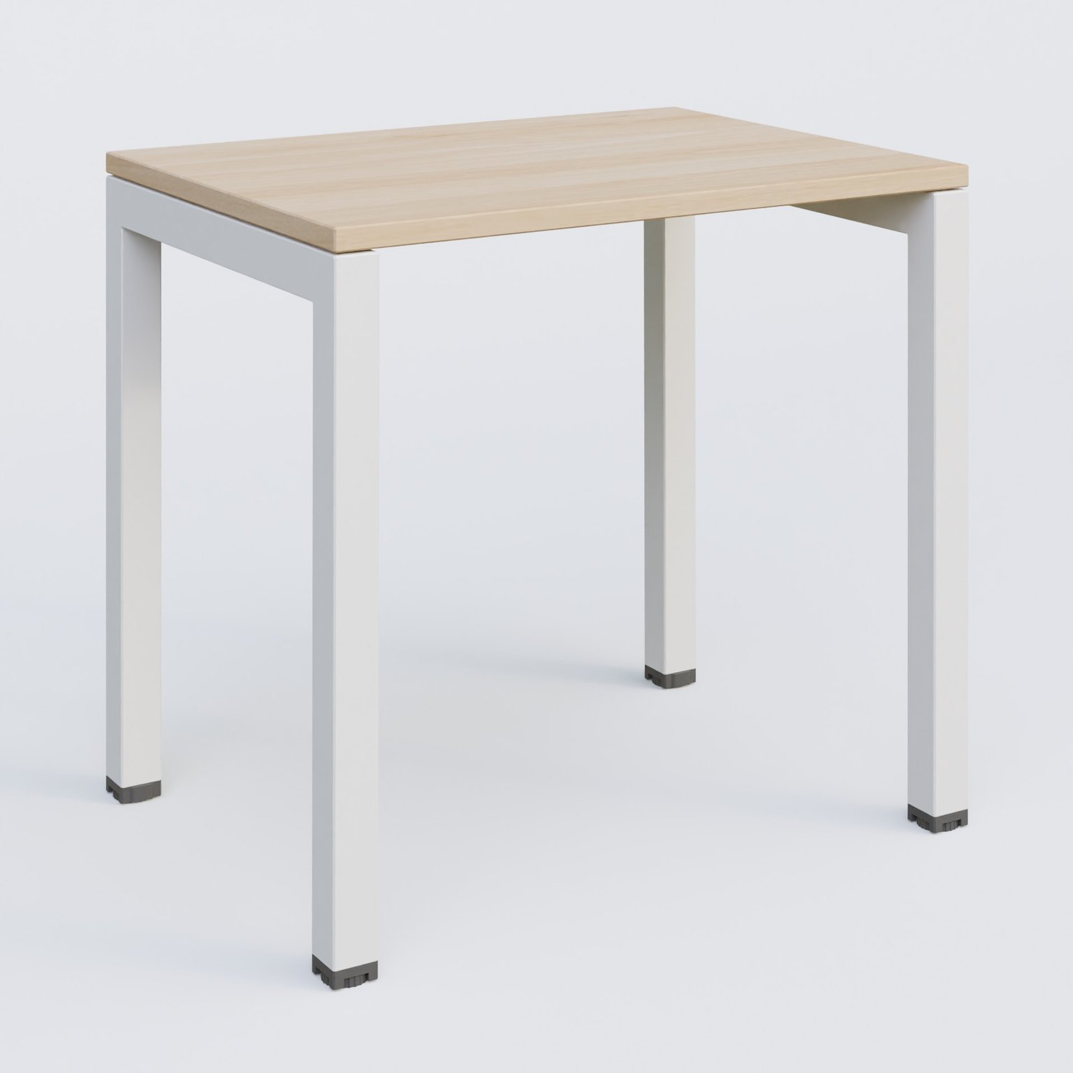 K3 Plateau droit 80x60 pieds fixe. Plateau Hêtre et pietement Blanc.