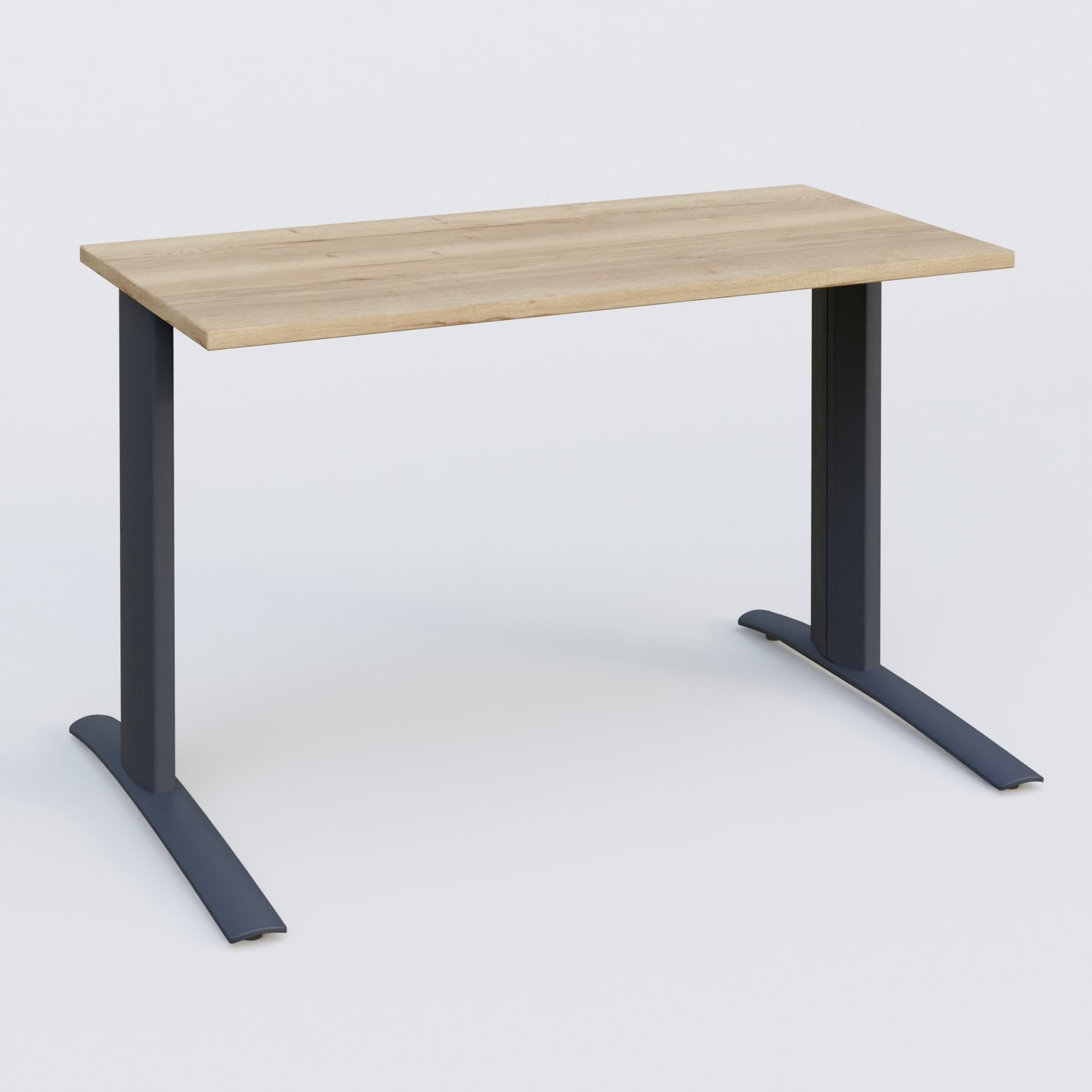 K1 Plateau droit 120x60 pieds fixe. Plateau Chêne naturel et pietement Anthracite
