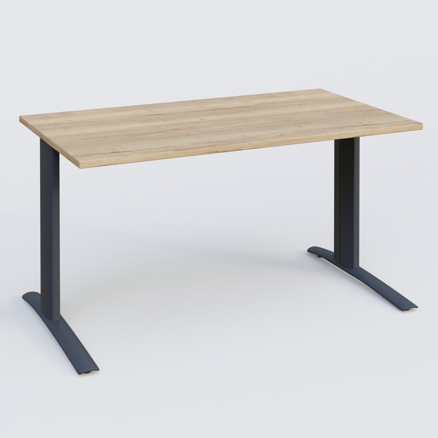 K1 Plateau droit 120x80 pieds fixe. Plateau Chêne naturel et pietement Anthracite
