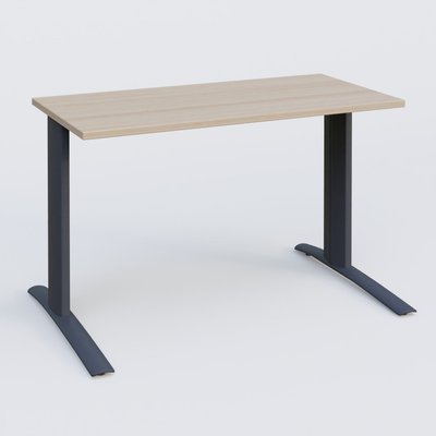 Gamme K1 - Plans droits - K1 Plateau droit 120x60 pieds fixe. Plateau Acacia et pietement Anthracite