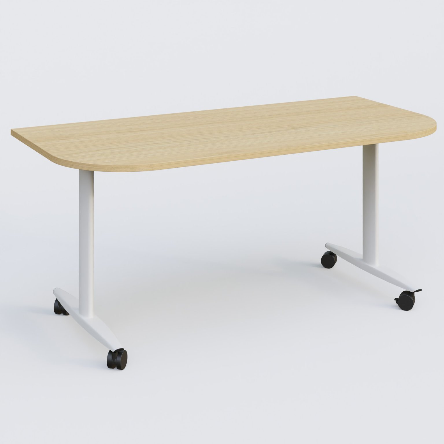 Module d'extrémité pour table abattante gamme Design 165*80 cm. Plateau Chêne clair et pietement Blanc.