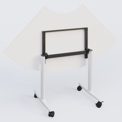 TABLES ABATTANTES - Plateaux 25 mm - Module 1/4 de couronne pour table abattante gamme Design 120*120 cm. Plateau Blanc et pietement Blanc.