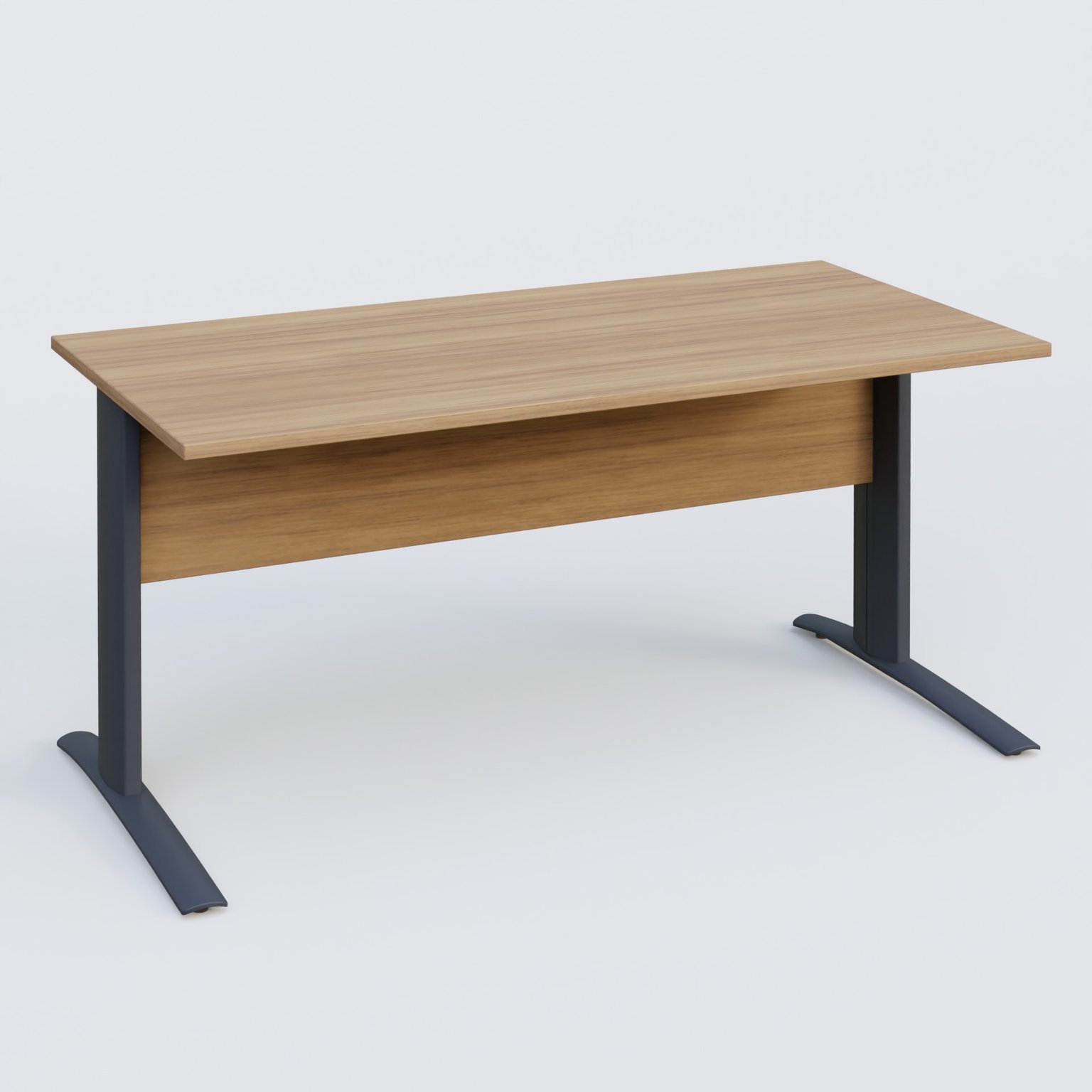 K1 Plateau droit 160x80 avec voile de fond bois. Plateau Noyer et pietement Anthracite