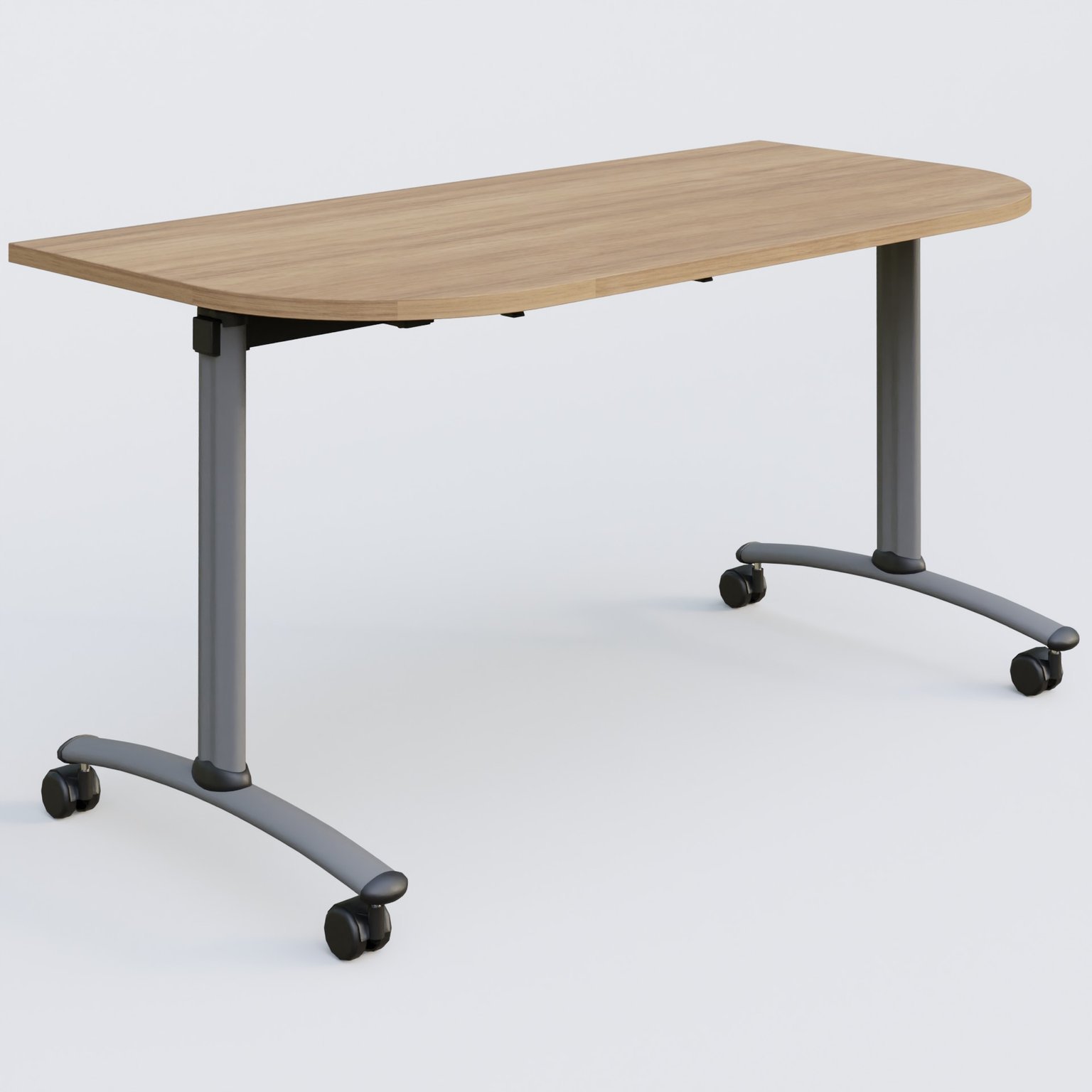 Module d'extrémité pour table abattante gamme Arca 145-70 cm. Plateau Noyer et pietement Aluminium.