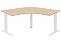 Bureau 120° symétrique, 120x120/80cm, Hêtre/Blanc