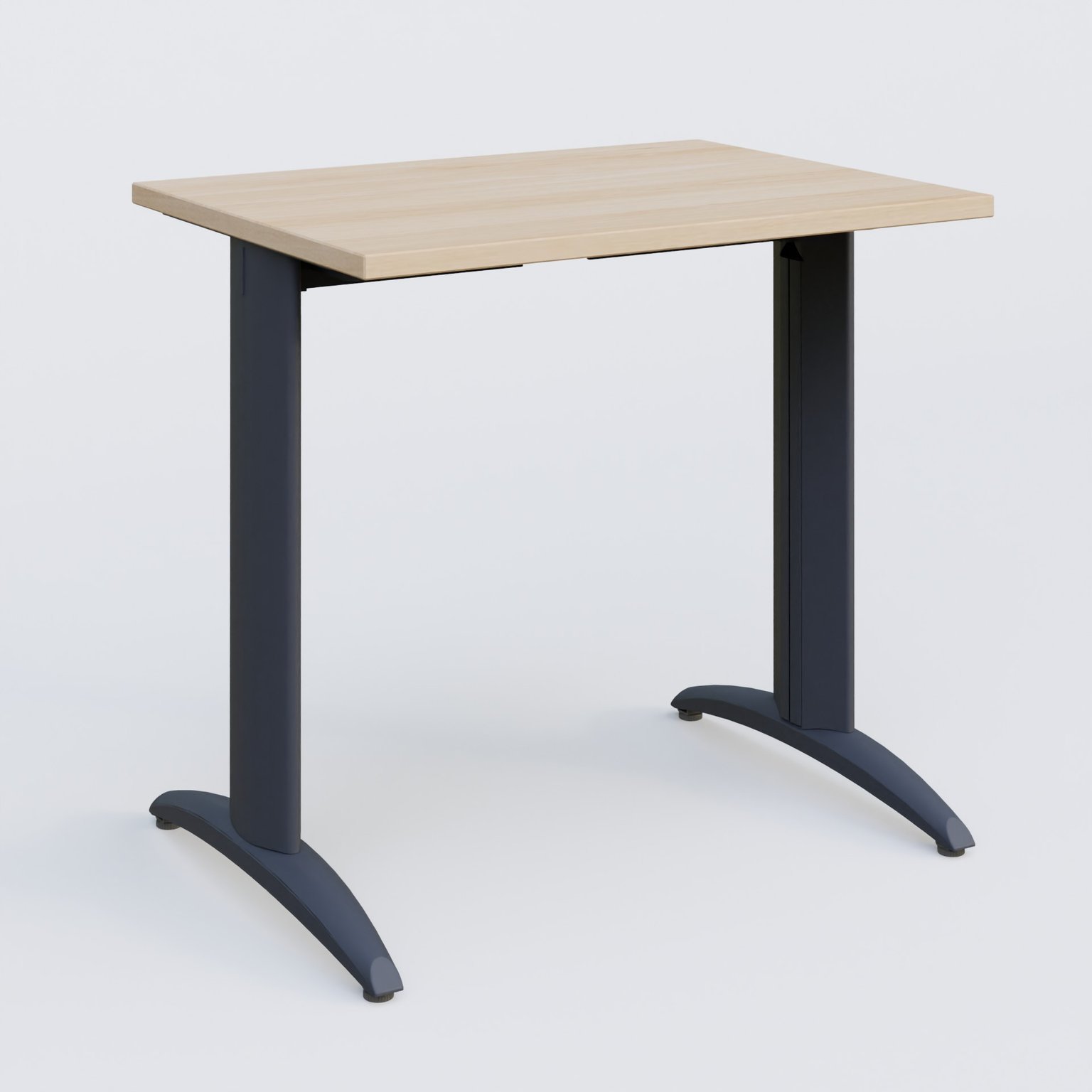 K2 Plateau droit 80x60 pieds fixe. Plateau Hêtre et pietement Anthracite.