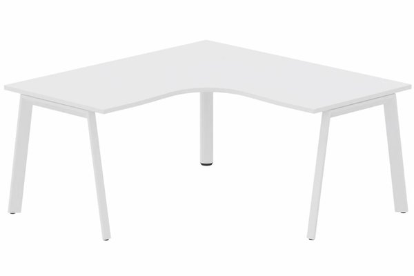 Gamme K8 - Plans compacts - Plan compact 90° symétrique 160 x 160 / 80 cm, structure pied d'angle, plateau blanc, structure blanc