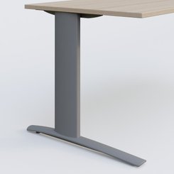 Gamme K1 - Plans droits - K1 Plateau droit 80x80 pieds fixe. Plateau Acacia et pietement Aluminium