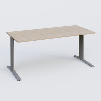 Gamme K1 - Plans droits - K1 Plateau droit 160x80 pieds fixe. Plateau Acacia et pietement Aluminium