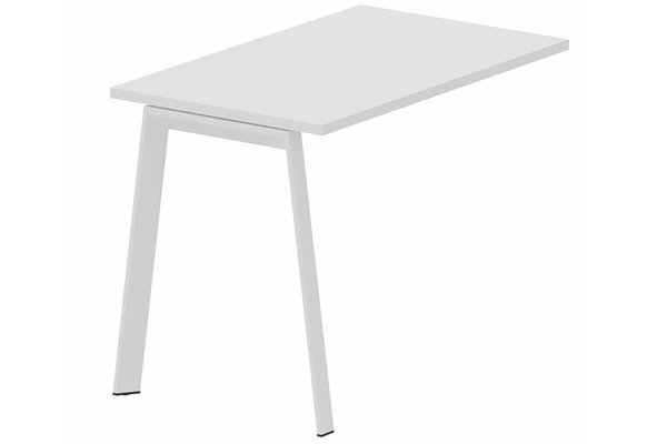 Gamme K8 - Extensions - Plans droits - Extension retour direct sur pied K7 100 x 60 cm, plateau blanc, structure blanc
