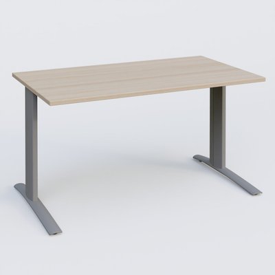 Gamme K1 - Plans droits - K1 Plateau droit 140x80 pieds fixe. Plateau Acacia et pietement Aluminium