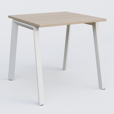 Gamme K8 - Plans droits - K8 plan droit 80*80 sur pieds fixe. Plateau Acacia et pietement Blanc