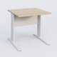 K1 Plateau droit 80x80 avec voile de fond métal. Plateau Hêtre et pietement Blanc