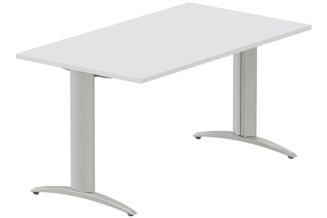 Module composable pied i, L.140xP.80cm, départ, plateau blanc, structure aluminium, plateau blanc, structure aluminium