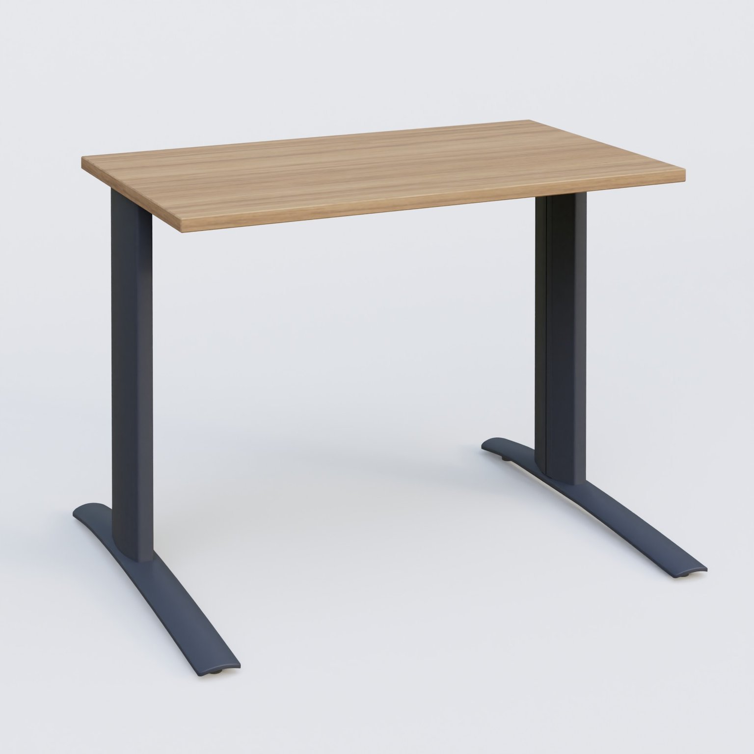 K1 Plateau droit 100x60 pieds fixe. Plateau Noyer et pietement Anthracite