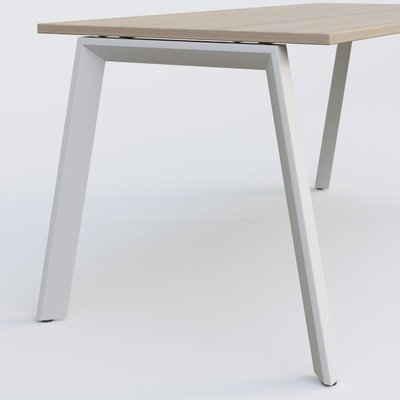 Gamme K8 - Plans droits - K8 plan droit 120*80 sur pieds fixe. Plateau Acacia et pietement Blanc