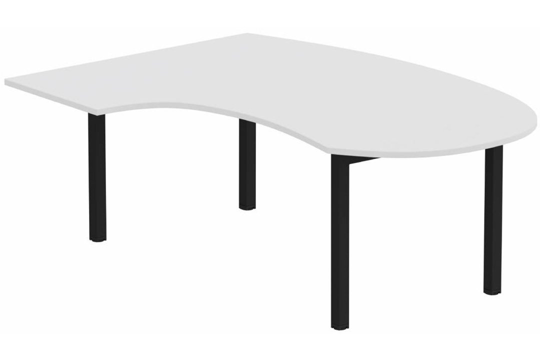 K3- Plan compact 90° asymétrique Manager 190x141x104x60cm sur pied de soutien - retour à gauche -Finitions : PLATEAUX: BLANC (BL) / PIETEMENTS: NOIR GRAINE MAT (NG ) / 