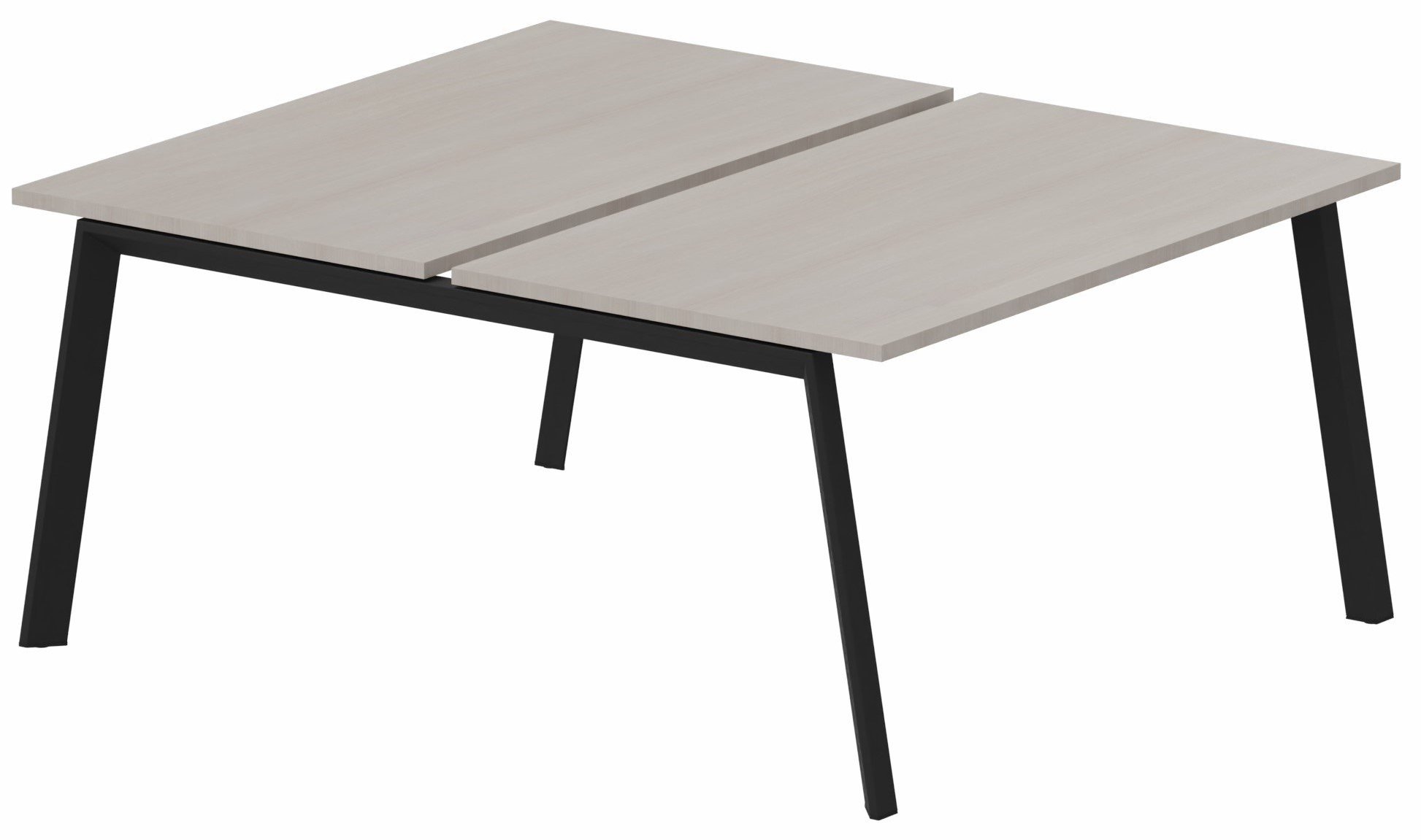K8 Bench départ 2 plateaux fixes 140x80cm encombrement 140x165cm, plateau acacia, structure noire