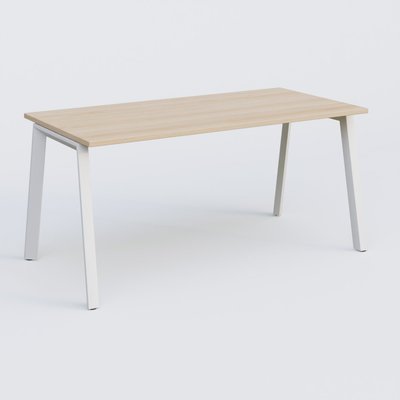 Gamme K8 - Plans droits - K8 plan droit 160*80 sur pieds fixe. Plateau Hêtre et pietement Blanc