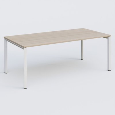 Gamme K7 - Plans droits - K7 plan droit 200*100 sur pieds fixe. Plateau Acacia et pietement Blanc