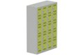 Vestiaire multicases 4 colonnes L,30cm 5 cases (fermeture cadenas) H,180xL,120xP,50cm coffre gris clair/portes anis