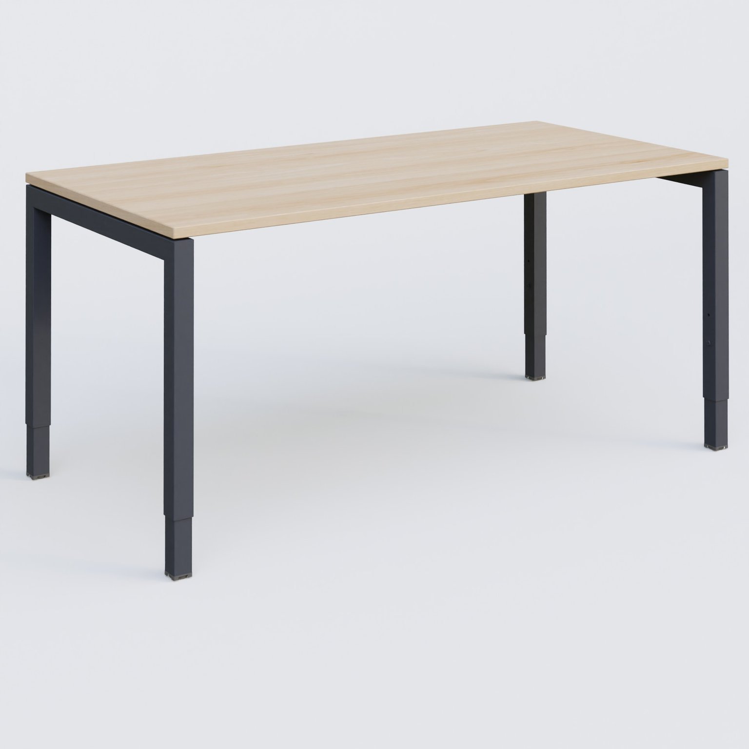 Bureau droit gamme K3 160-80 cm hauteur réglable. Plateau Hêtre et pietement Anthracite.