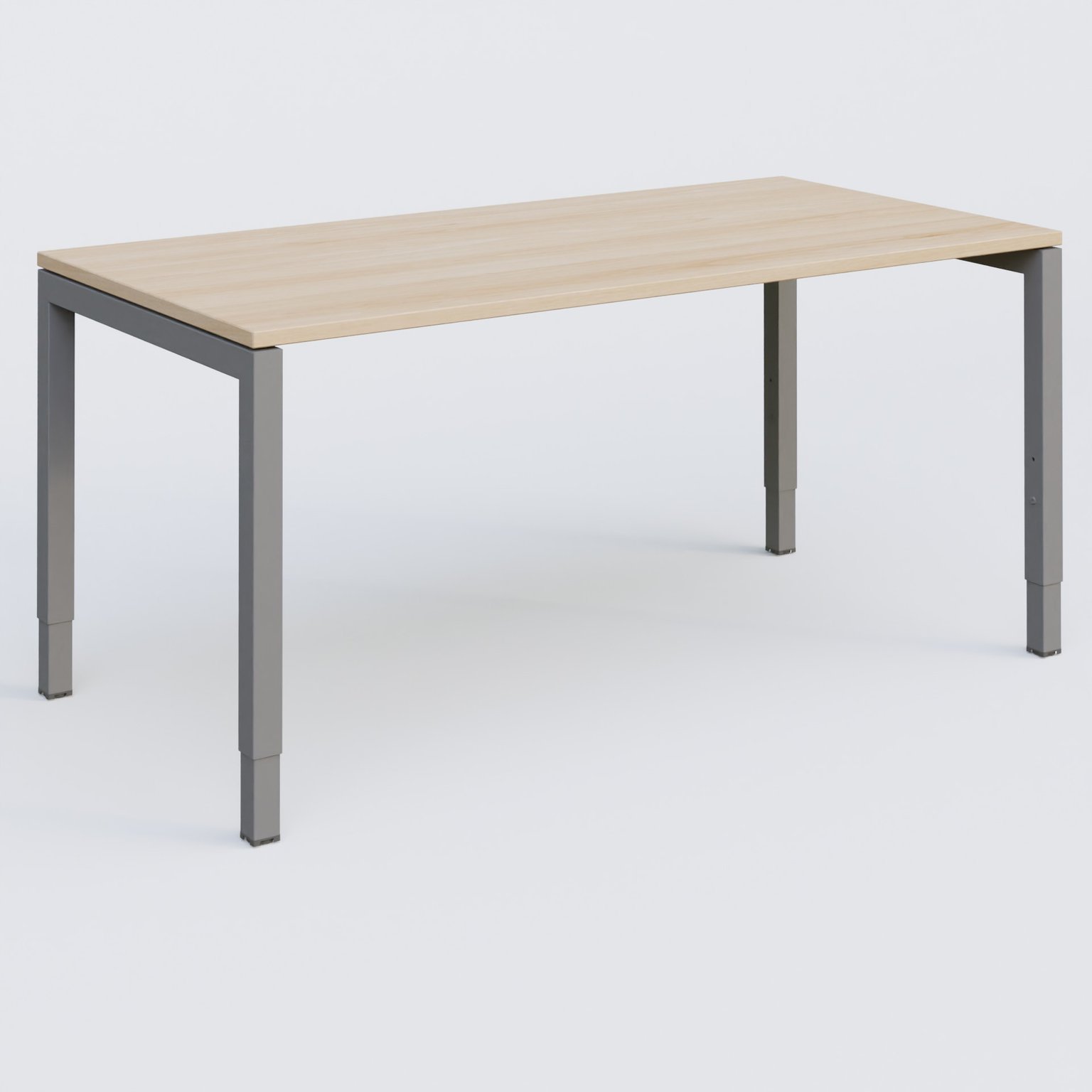 Bureau droit gamme K3 160-80 cm hauteur réglable. Plateau Hêtre et pietement Aluminium.