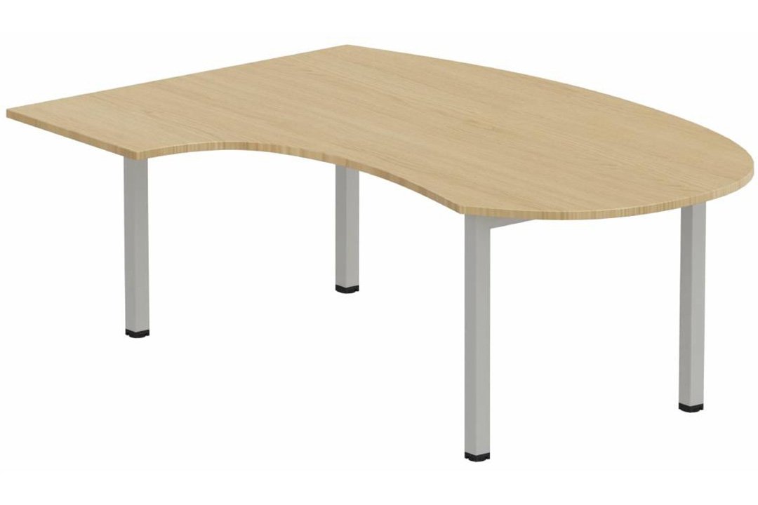 K3- Plan compact 90° asymétrique Manager 190x141x104x60cm sur pied de soutien - retour à gauche -Finitions : PLATEAUX: CHENE (CE) / PIETEMENTS: ALUMINIUM (AL ) / 
