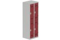 Vestiaire multicases 2 colonnes L,30cm 2 cases (fermeture cadenas) H,180xL,60xP,50cm coffre gris clair/portes rouge