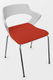 SWEETY Chaise 4 pieds tube, piétement chrome , coque polypropylène coloris noir, placet assise tissu BONDAI coloris rouge