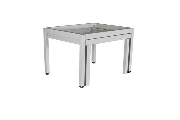 VESTIAIRES MONOBLOC STANDARD - Options - Vestiaire STANDARD, option - socle banc escamotable pour vestiaire 2 portes L.80cm, hauteur d'assise 42cm, structure coloris gris clair, assise en pin naturel