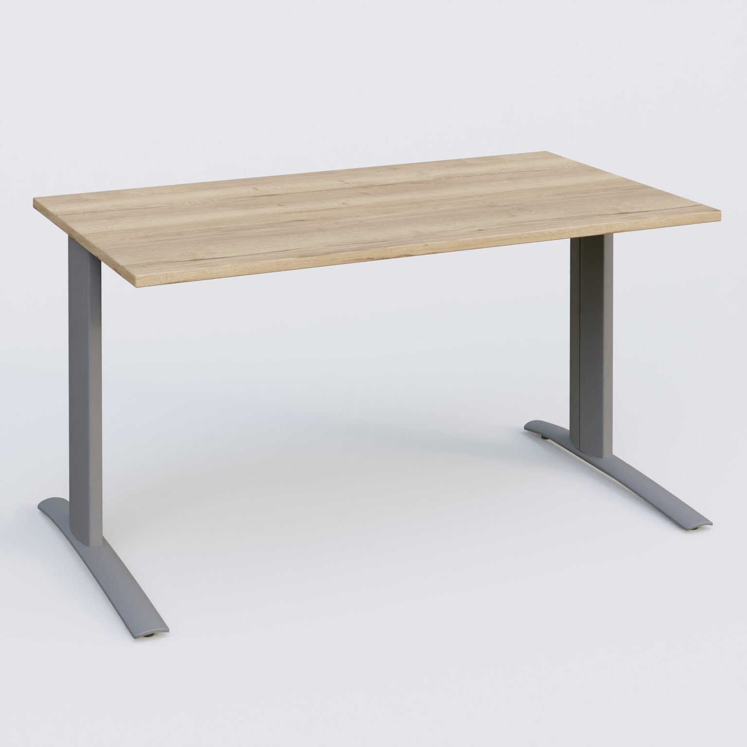 K1 Plateau droit 120x80 pieds fixe. Plateau Chêne naturel et pietement Aluminium