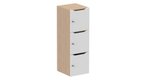 Meuble à cases H.137xL.45xP.50cm - 3 cases H43cm. portes avec découpe en partie haute. serrure à clé
