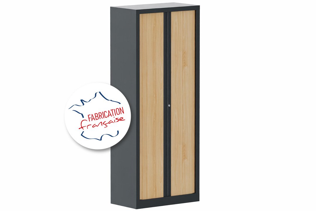 Armoire à rideaux H198xL80cm 4 tablettes