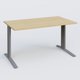 K1 Plateau droit 140x80 pieds fixe. Plateau Chêne clair et pietement Aluminium