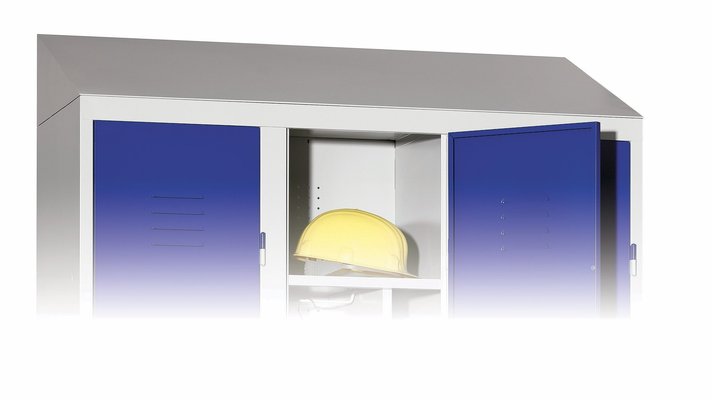 VESTIAIRES MONOBLOC STANDARD - Options - Vestiaire STANDARD, option - coiffe pour vestiaire 1 porte L.30cm, coloris gris clair